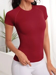 Easithlete Easithlete 交叉后背短款运动吊带背心健身背心健身房女式衬衫 - 酒紅色 - 查看 4