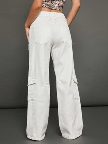 WESTFADE Quần Jeans Ống Rộng Co Giãn 99% Cotton Cao Cấp - trắng - Xem 2