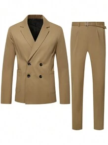Manfinity Mode Men Solid Lapel Neck Blazer & Suit Pants