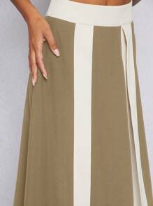Hauture Women's Contrast Color Simple Daily A-Line Skirt - Multicolor - View 4