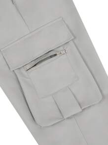Claim Dot Pantalones cargo holgados para hombres con cintura con cordón, pantalones cargo para hombres, pantalones cargo holgados, pantalones cargo con bolsillos, pantalones cargo grises holgados para hombres, otoño - Gris Claro - Ver 6