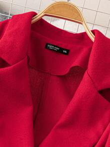 SHEIN Unity Plus Size Elegant Red Double-Breasted Mid-Length Wool Coat - Red - View 5