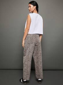 WESTFADE Quần jeans ống đứng họa tiết da báo dài đến mắt cá chân chất liệu denim 98% cotton cao cấp - Nhiều màu - Xem 6