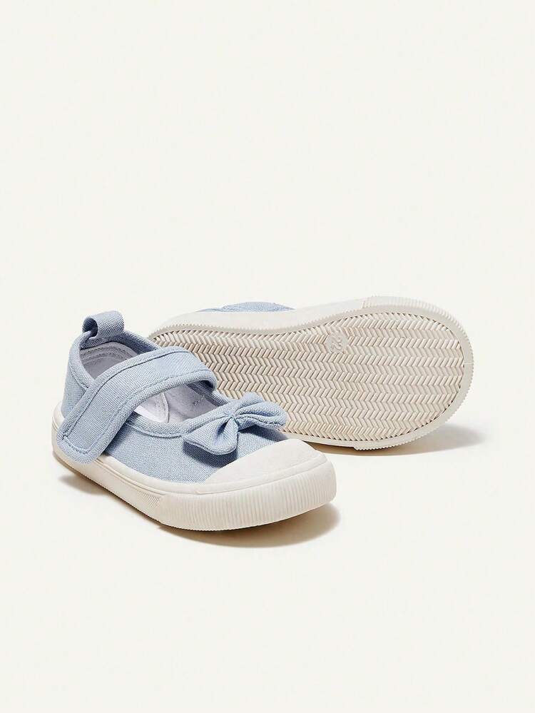 Girls' Light Blue Bowknot Canvas Flat Cute Comfortable Casual Princess Shoes