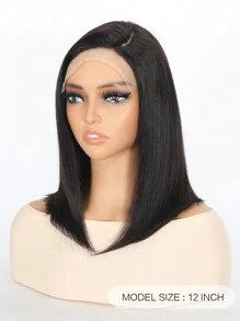 人发假发 Bob T 蕾丝前假发 短款黑色 Bob 假发 人发可佩戴 无胶 C 侧分体 预拔自然发际线假发 女士 - SNatural - 查看 2