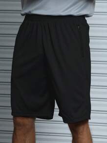 3-Pocket Men's Quick Dry Sport Shorts With Zipper - Black - View 5