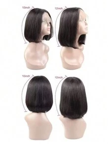 人发假发 Bob T 蕾丝前假发 短款黑色 Bob 假发 人发可佩戴 无胶 C 侧分体 预拔自然发际线假发 女士 - SNatural - 查看 6