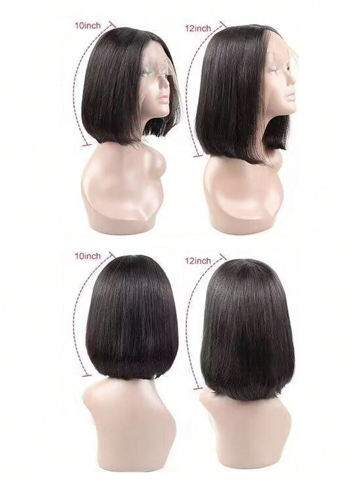人发假发 Bob T 蕾丝前假发 短款黑色 Bob 假发 人发可佩戴 无胶 C 侧分体 预拔自然发际线假发 女士 - SNatural - 查看 6