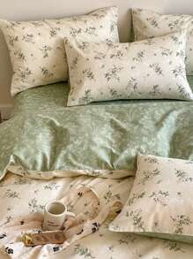 1pc Fresh Floral & Leaf Printed Pillowcase, Spring/Summer/Autumn - Multicolor - View 8