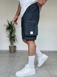 Manfinity Homme Men's Plain Simple Casual Shorts - Navy Blue - View 2