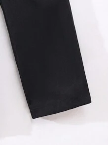 SHEIN Pantalones de trabajo de moda urbana de unicolor con varios bolsillos para niños preadolescentes - Negro - Ver 6