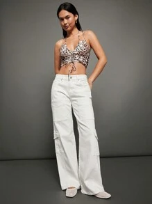 WESTFADE Quần Jeans Ống Rộng Co Giãn 99% Cotton Cao Cấp - trắng - Xem 4