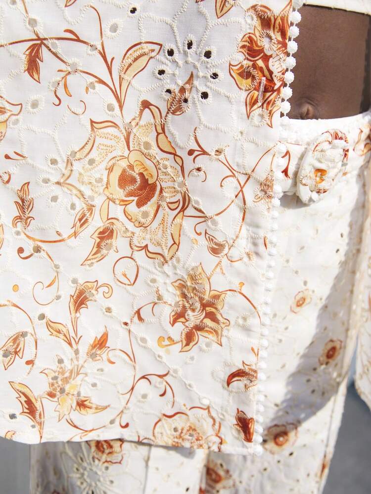 SHEIN Maija Floral Print Drop Shoulder Shirt