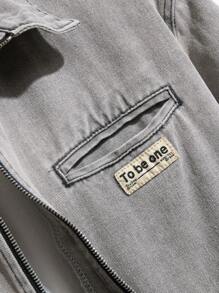 Manfinity Homme Ladies' Solid Color Simple Daily Long Sleeve Denim Jacket - Grey - View 5
