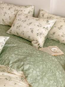 1pc Fresh Floral & Leaf Printed Pillowcase, Spring/Summer/Autumn - Multicolor - View 2