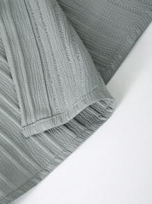 Manfinity Homme Men's Plain & Simple Daily Wear Short Sleeve Shirt And Long Pants Set, 2pcs, Cozy Outfits - Light Grey - View 7