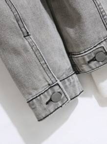 Manfinity Homme Ladies' Solid Color Simple Daily Long Sleeve Denim Jacket - Grey - View 8