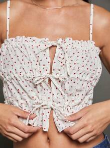 WESTFADE Top corto con lazo floral - Blanco - Ver 1