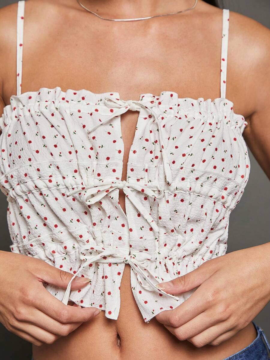 WESTFADE Top corto con lazo floral - Blanco - Ver 1