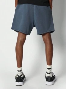 SUMWON Regular Fit Drop Crotch Washed Essential Short - Baby Blue - View 4