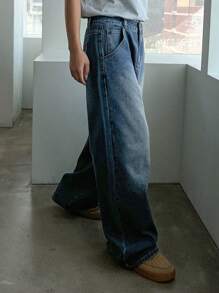 DAZY Women's Casual Loose-Fit Wide-Leg Denim Pants With Pockets,Baggy Jeans - Blue - View 5