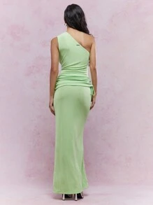 MISSGUIDED Váy Maxi Jersey Một Vai Có Chi Tiết Xếp Ly - Màu xanh Bạc hà - Xem 2