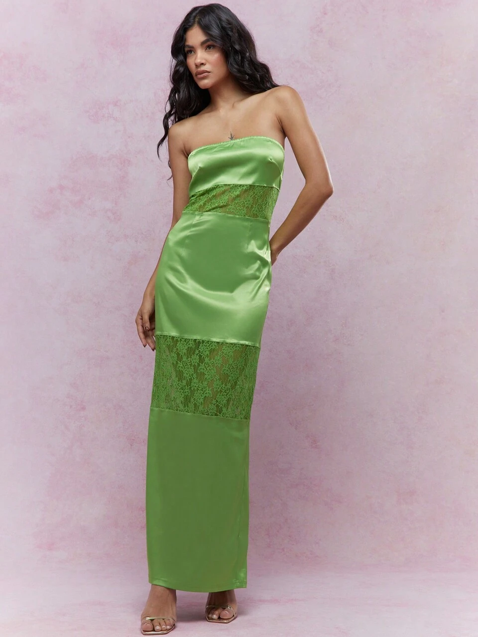 missguided prom dress MISSGUIDED Strapless Satin Formal Dress With Slit Christmas｜MISSGUIDED