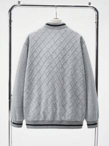 SHEIN Jachetă de baseball ocazională de iarnă pentru adolescenți băieți, cu design inserat, căptușeală confortabilă și broderie cu litere, potrivită pentru activități în aer liber și uzură zilnică, textura simplă și stil de facultate, perfectă pentru naveta școlară - Gri - Vizualizare 2
