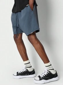 SUMWON Regular Fit Drop Crotch Washed Essential Short - Baby Blue - View 2