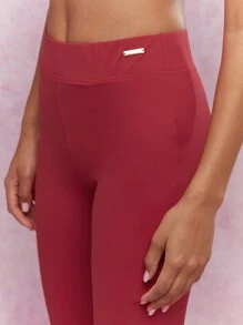 MISSGUIDED Capri Leggings High-Waisted Moisture-Wicking Running Tights With Tummy Control - Red - View 3
