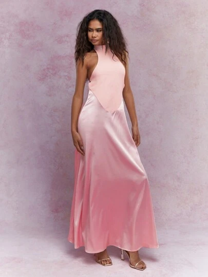sachin and babi light blue dress red satin backless cami long dress womens high end v
