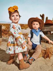 SHEIN Conjunto de cuatro piezas para niño con estilo occidental y diseño de remiendos - Multicolor - Ver 7