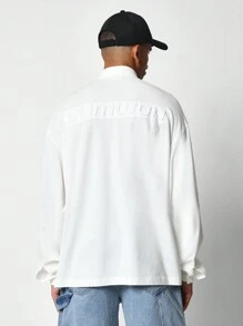 SUMWON Camisa de manga larga con ajuste oversized y estampado en relieve en la espalda - Blanco - Ver 1