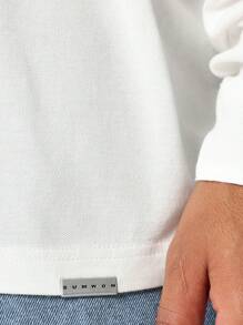 SUMWON Camisa de manga larga con ajuste oversized y estampado en relieve en la espalda - Blanco - Ver 4
