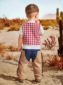 SHEIN Conjunto de cuatro piezas para niño con estilo occidental y diseño de remiendos - Multicolor - Ver 2