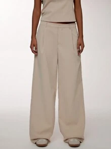 Forever 21 Bộ hai món thường ngày quần kaki quây và có túi ống rộng mùa hè dành cho nữ - Màu Khaki - Xem 6