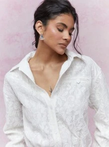 MISSGUIDED Vestido mini con detalle de falda con cordones de encaje y estilo de camisa envolvente - Blanco - Ver 3