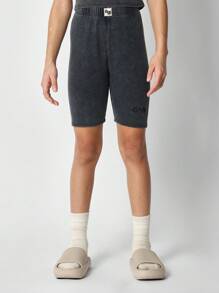 SUMWON Bộ 2 món áo ba lỗ hở vai và quần short cho bé gái tuổi mới lớn - màu đen - Xem 4