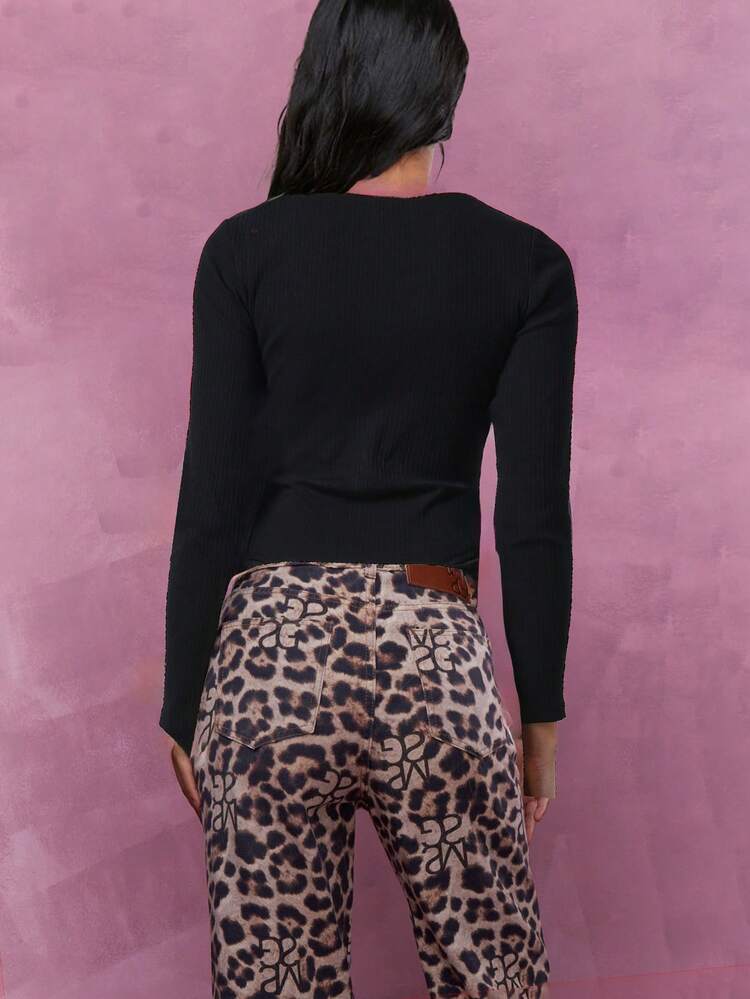MISSGUIDED Body de manga larga de jersey - Negro - Añade 2