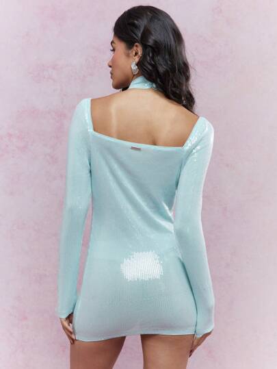 missguided green sequin dress Envy main image 0