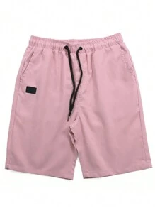 Manfinity Homme 男士夏季休闲抽绳腰斜口袋短裤 - 淺粉色 - 查看 6