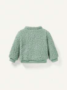 Cozy Pixies 男嬰立領墊肩抓絨衛衣+加厚褲兩件套 - 綠色 - 查看 7