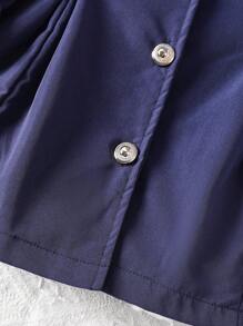 Baby Girl Spring/Autumn Casual Heart Embroidery Color Block Stripe College Style Jacket - Navy Blue - View 6