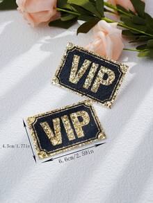 3 Pairs Glitter Decorative Word Breast Stickers