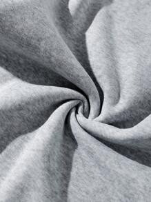 Manfinity Dauomo 男士字母圖案加絨內裏運動衫 - 灰色 - 查看 3