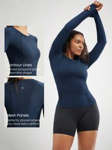 GLOWMODE Seamless Slimfit Long Sleeve Top Hip Length Antibacterial Lightweight Summer Gym