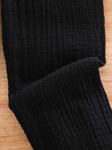 SHEIN Young Girl Casual Versatile Pleated Waist Bow Accent Black Pants. Suitable For Spring, Summer, Autumn, And Winter, Suitable For Casual Occasions - Black - View 5