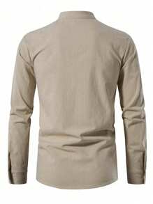 Men Lace Up Front Long Sleeve Shirt, Fall