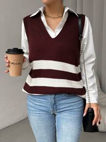 Chiquease Striped & Printed Women's Sweater Vest - Multicolor - View 5