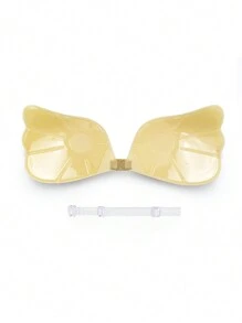 Women Invisible Adhesive Bra, Front Closure Sticky Bra - Apricot - View 2